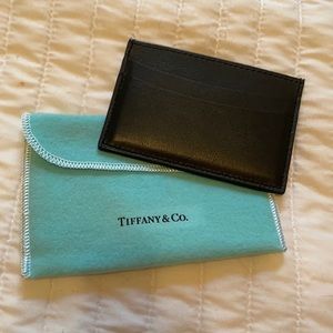 brand new black leather Tiffany & Co card holder